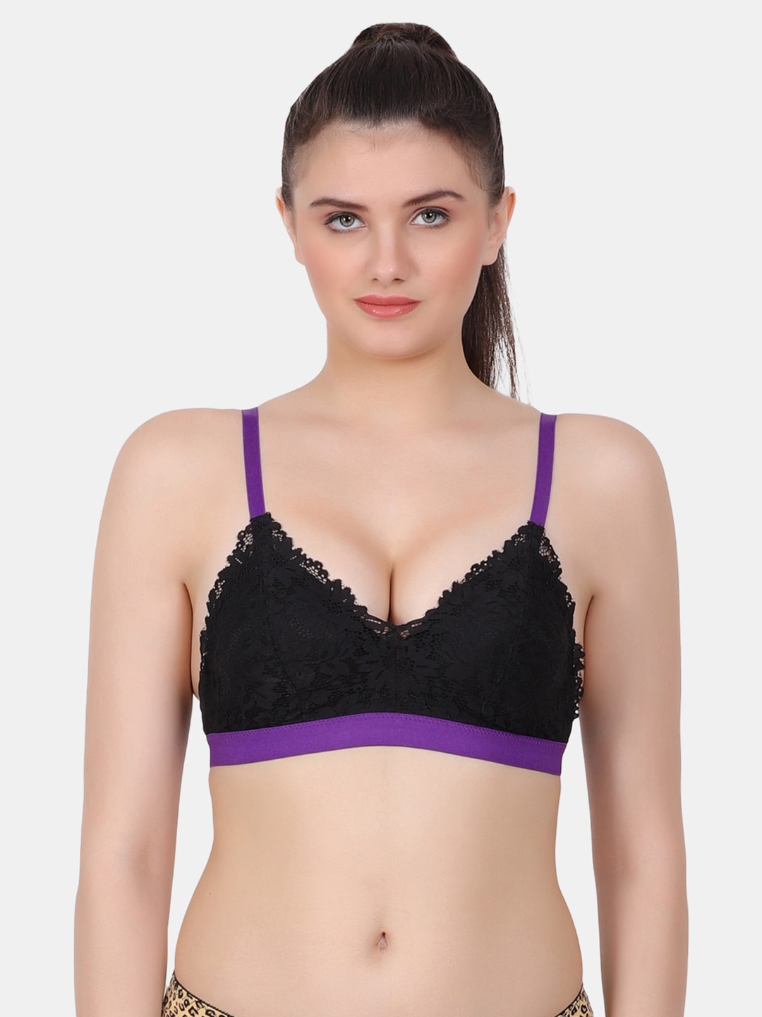 

Amour Secret Black Floral Full Coverage Lightly Padded Bra All Day Comfort