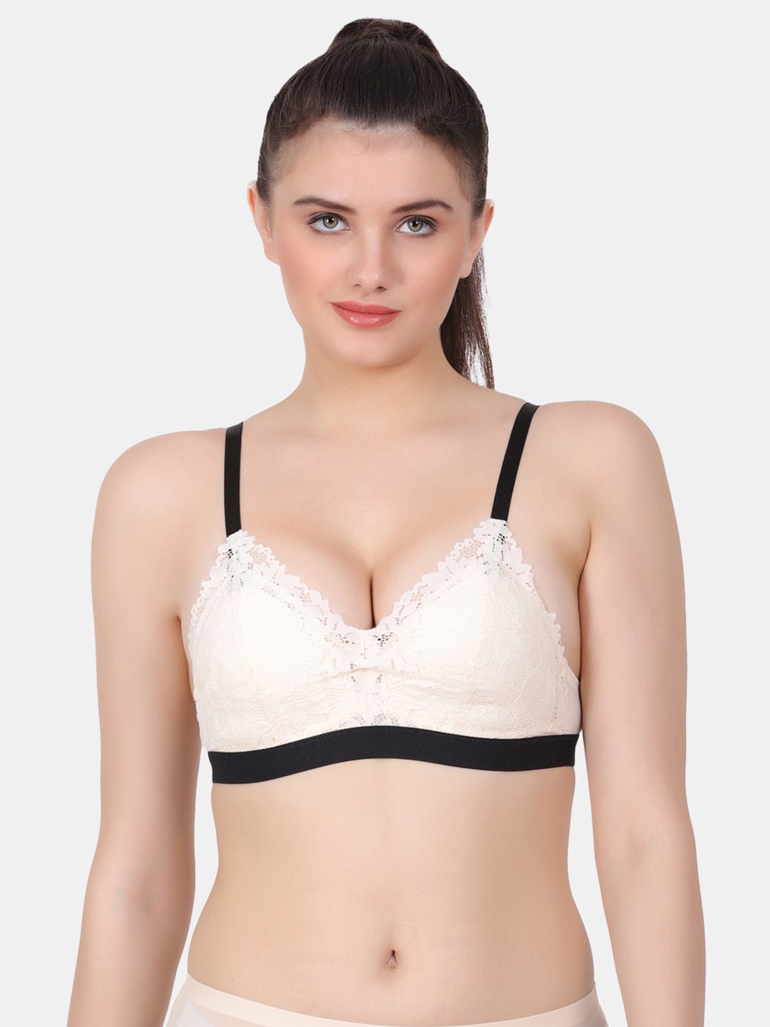 

Amour Secret Floral Full Coverage Lightly Padded Bra With All Day Comfort, Beige