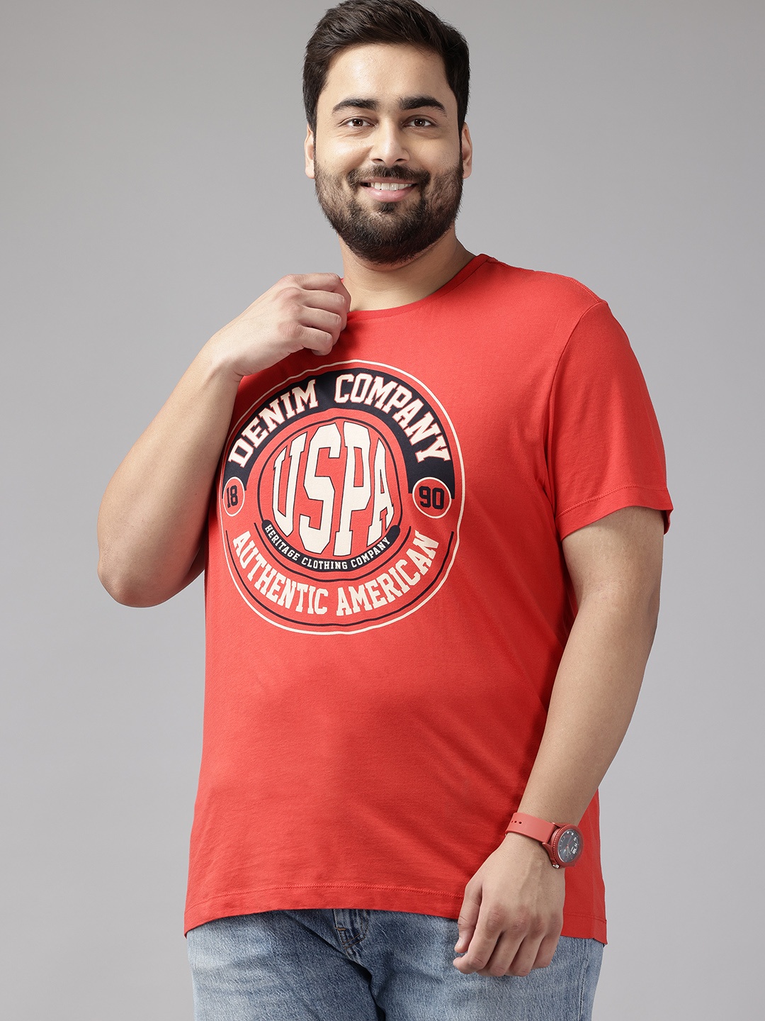 

U.S. Polo Assn. Denim Co. Plus Size Printed Pure Cotton T-shirt, Red