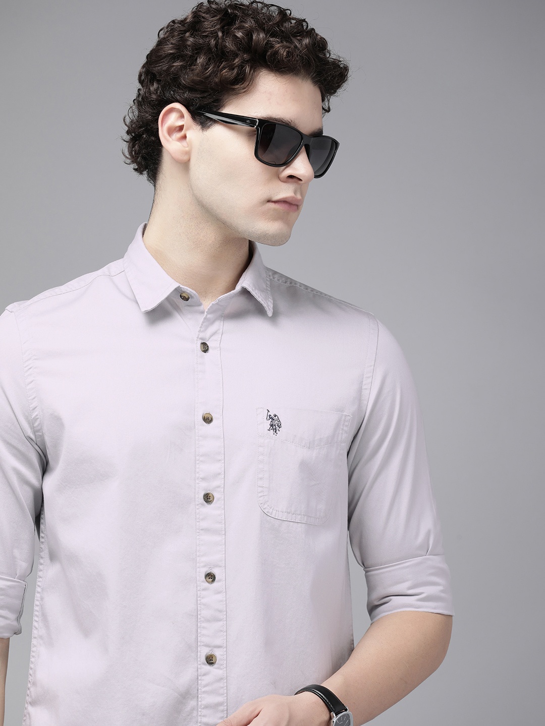 

U.S. Polo Assn. Denim Co. Pure Cotton Slim Fit Casual Shirt, Grey
