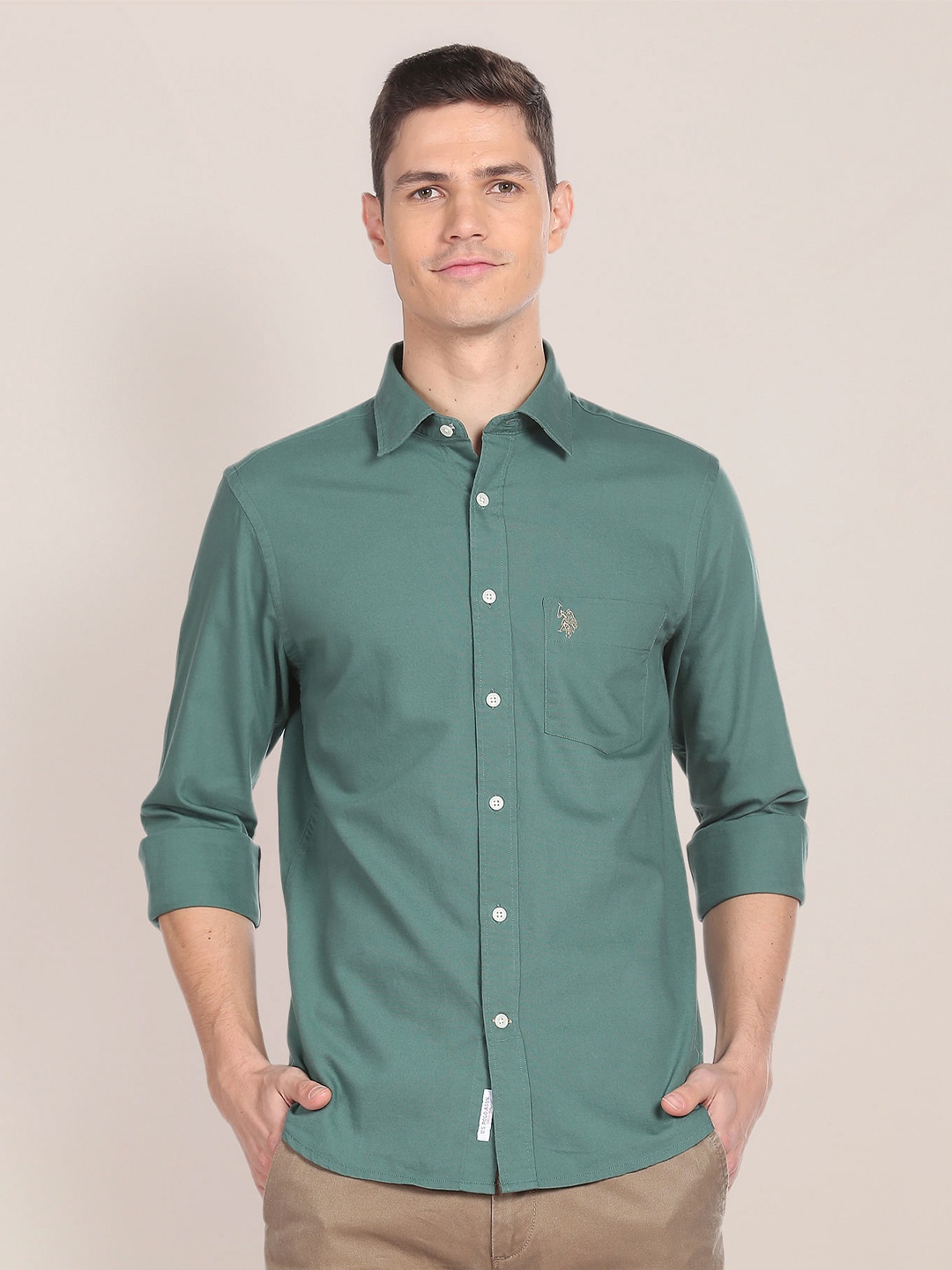 

U.S. Polo Assn. Pure Cotton Tailored Fit Casual Shirt, Green
