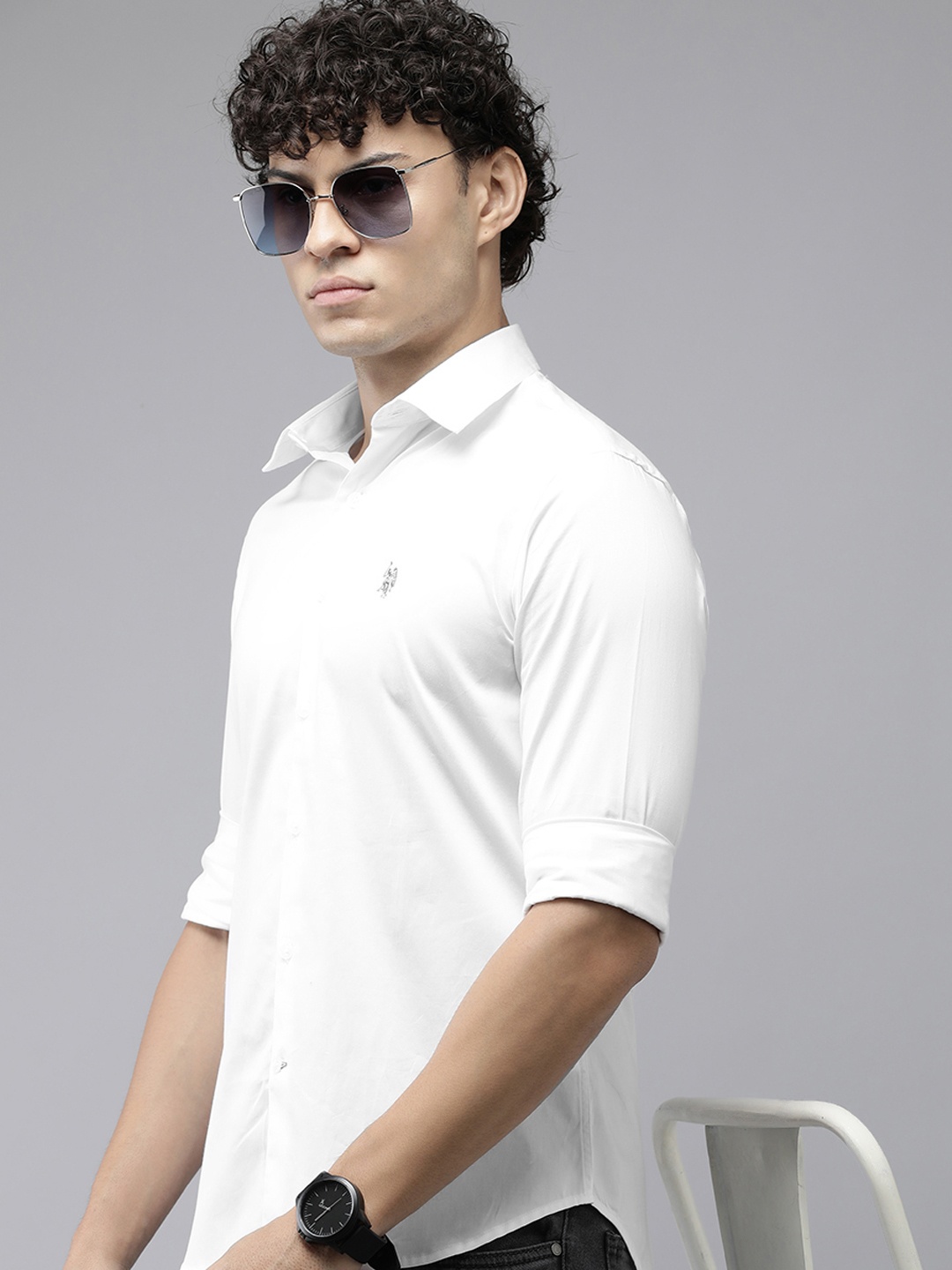 

U.S. Polo Assn. Tailored Fit Spread Collar Pure Cotton Casual Shirt, White