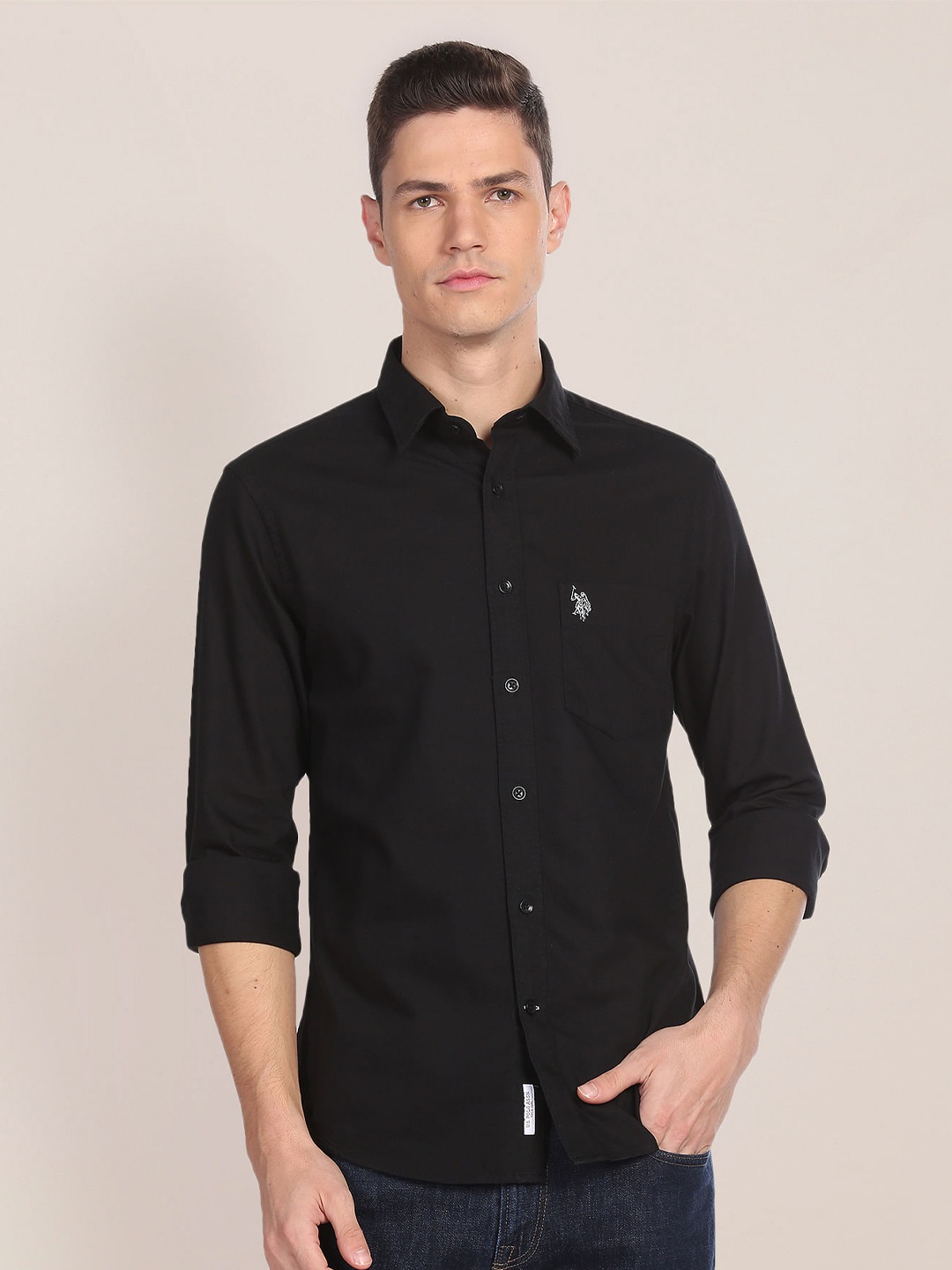 

U.S. Polo Assn. Premium Tailored Fit Pure Cotton Casual Shirt, Black