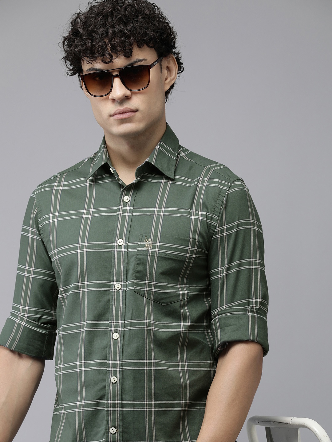 

U.S. Polo Assn. Premium Tailored Fit Checked Casual Shirt, Olive