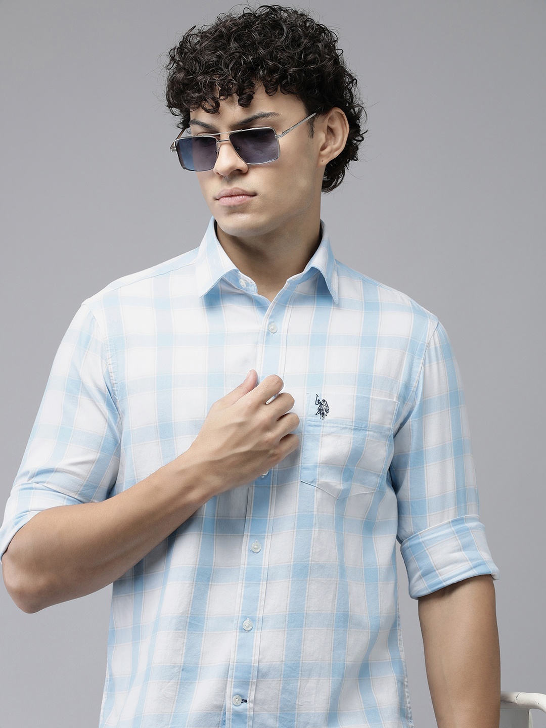 

U.S. Polo Assn. Pure Cotton Checked Casual Shirt, White