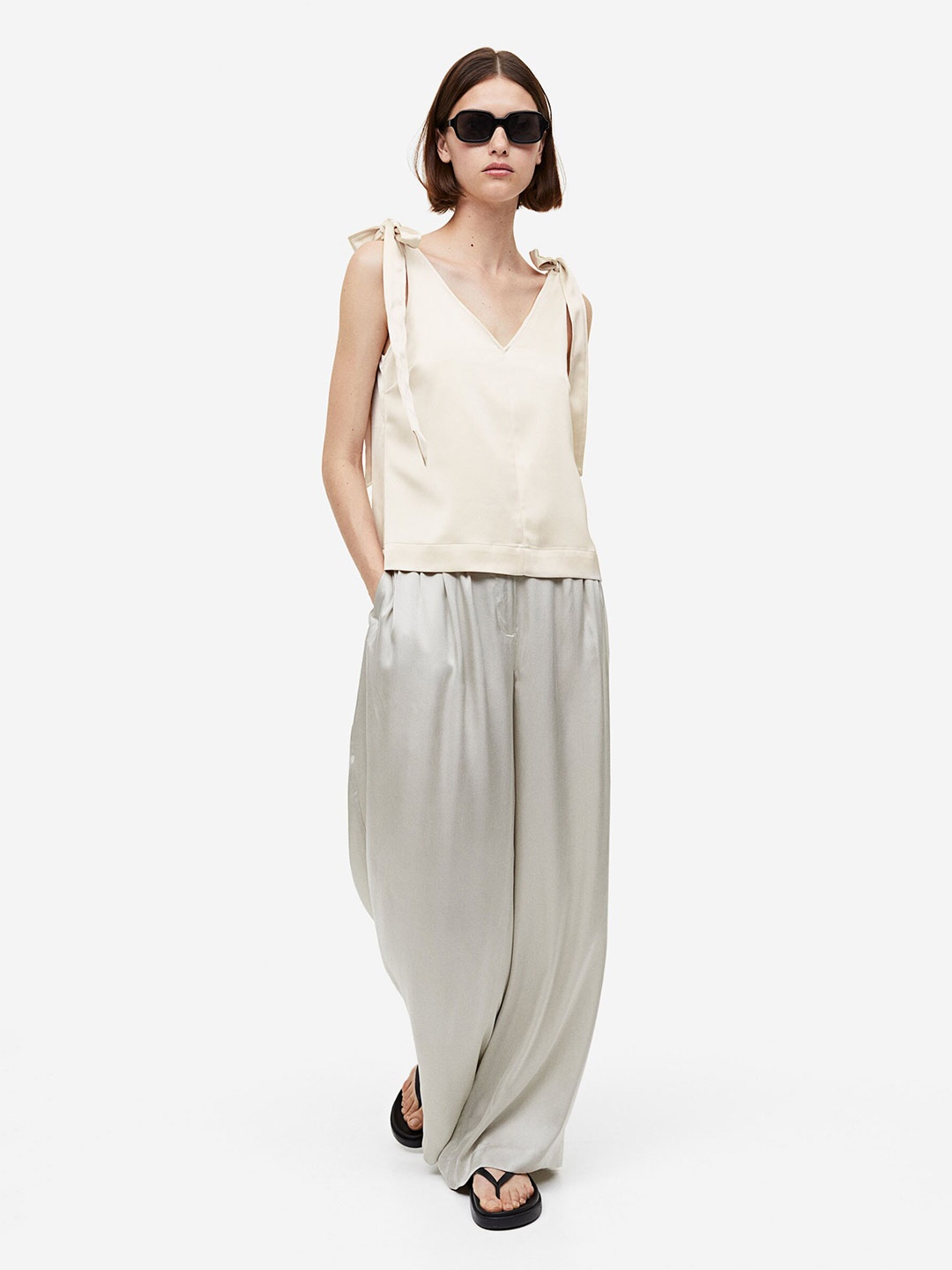 

H&M Tie-Strap Top, Beige