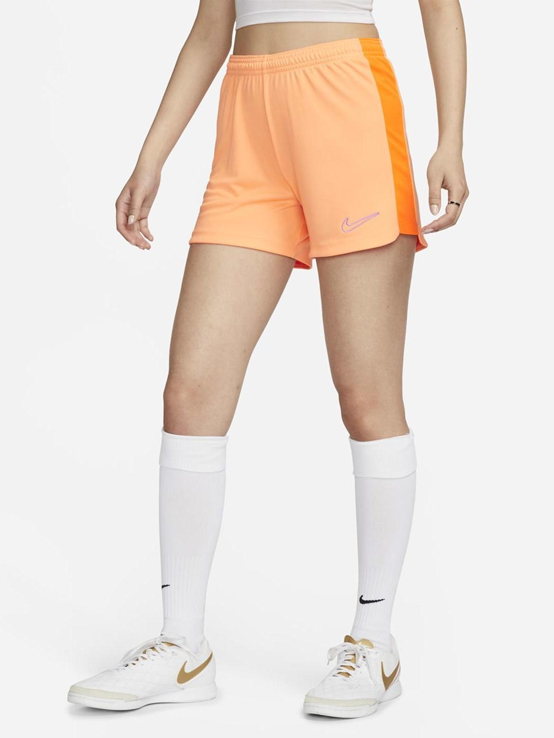 

Nike Women Dri-FIT Academy 23 Football Logo Printed Shorts, Orange