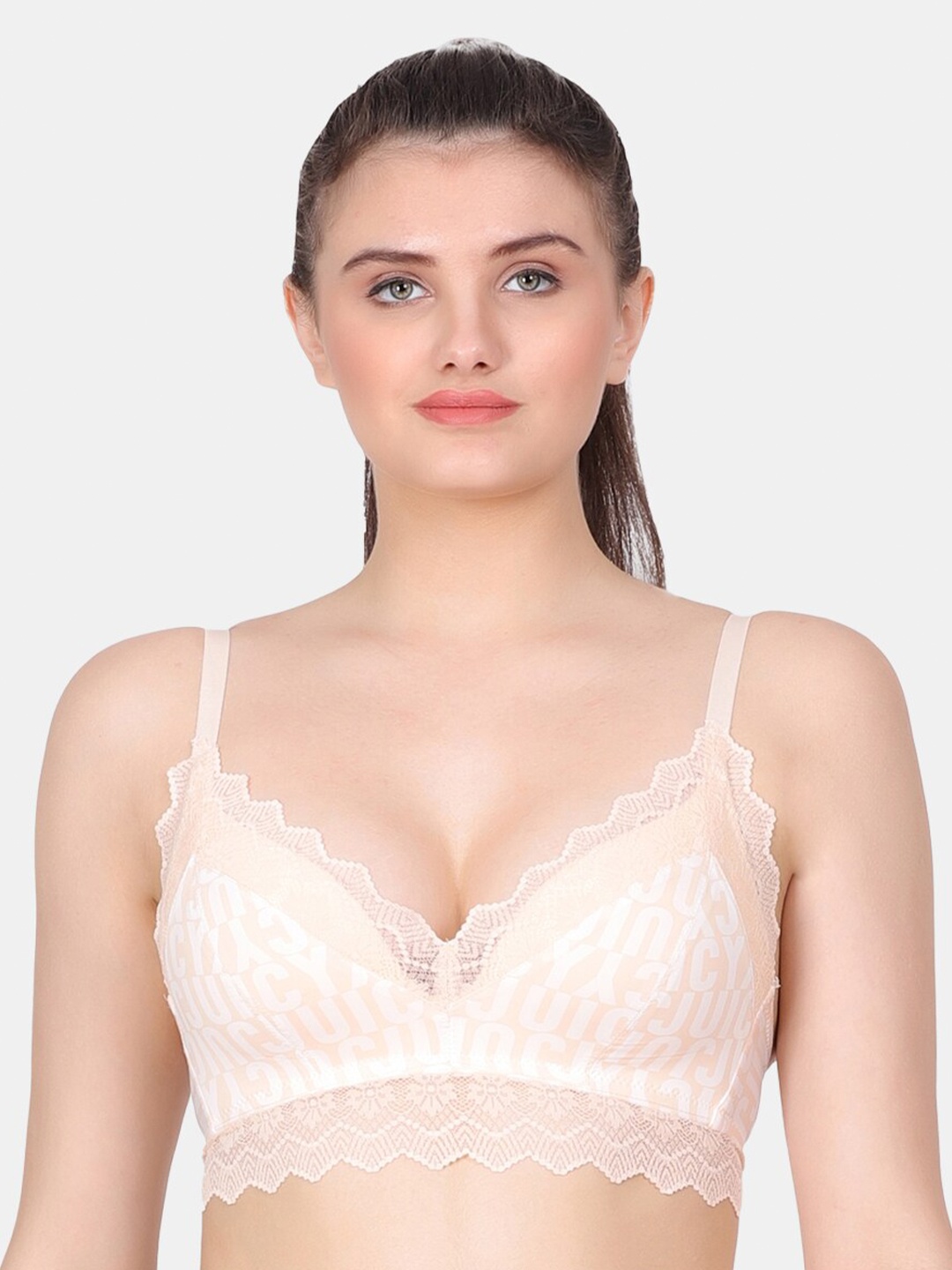 

Amour Secret Typography Printed Bra Full Coverage Lightly Padded, Beige