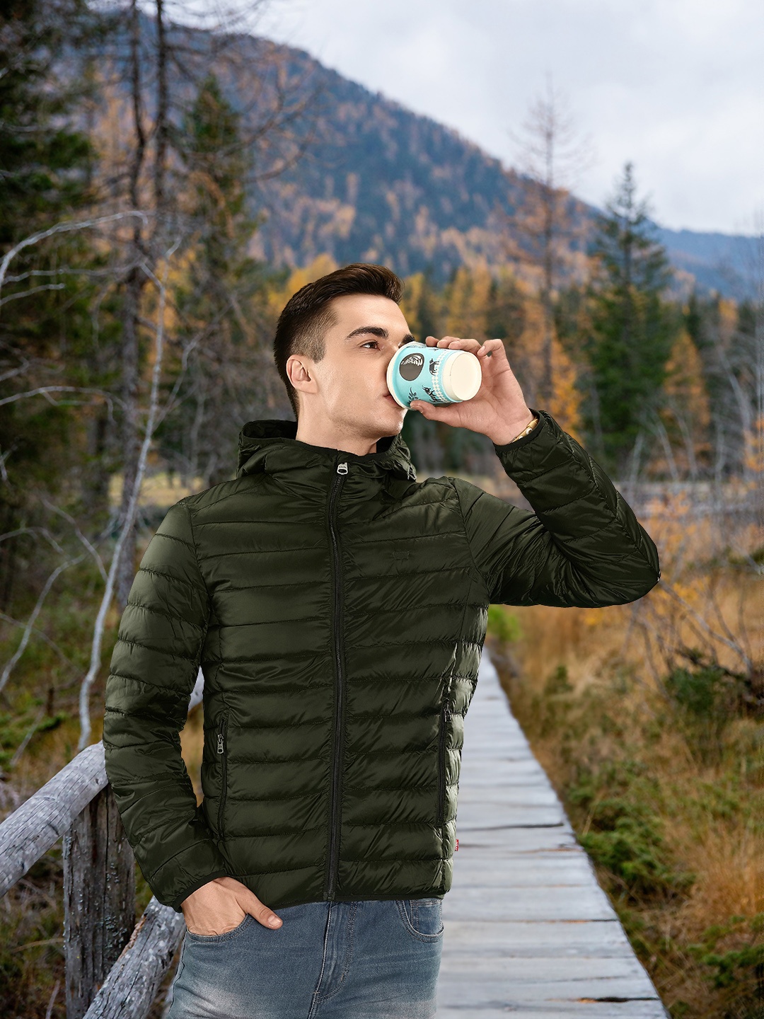 

Levis Packable Hooded Puffer Jacket, Olive