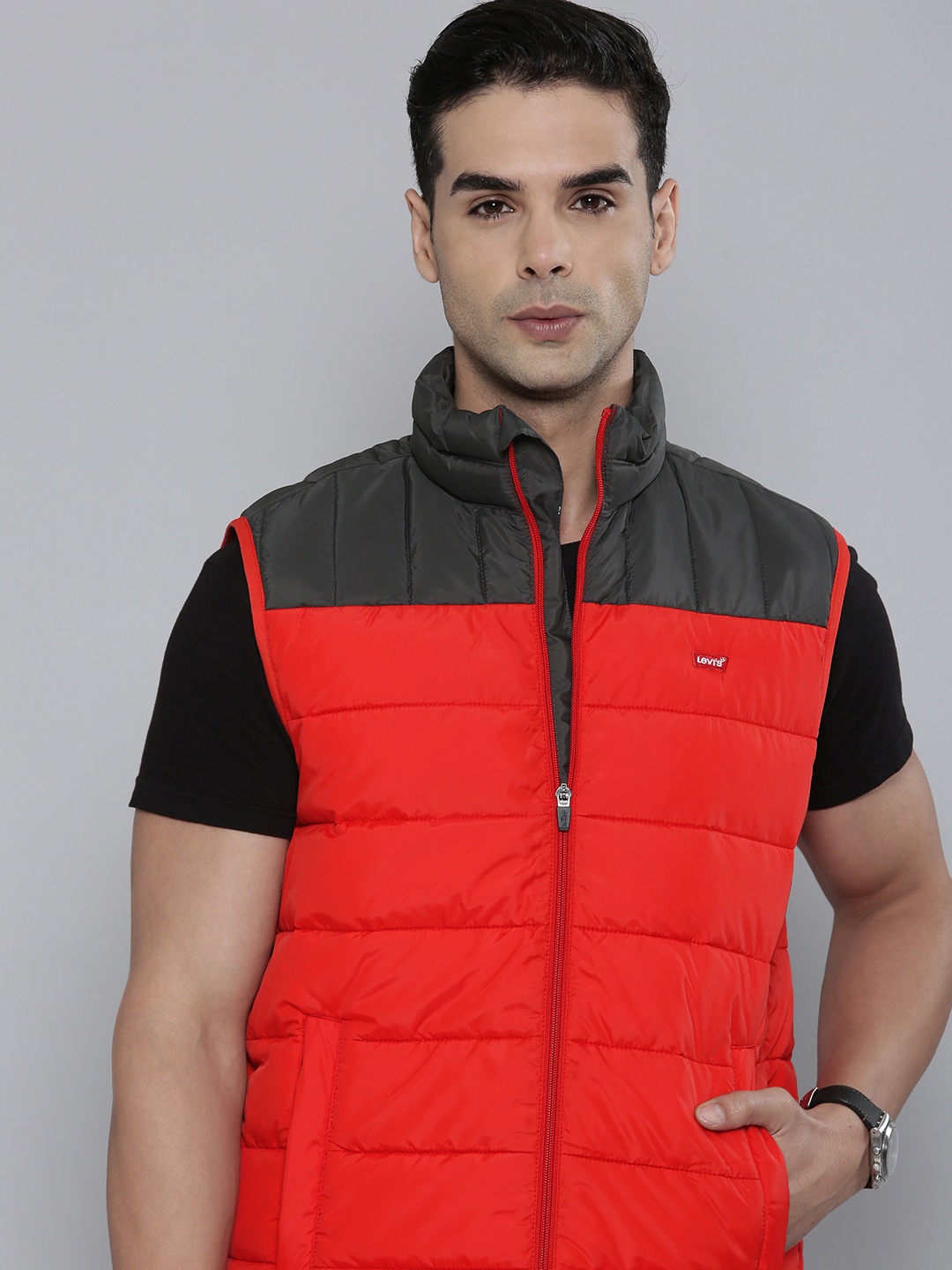 

Levis Colourblocked Puffer Jacket, Red