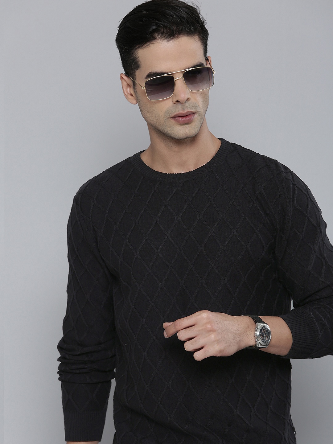 

Levis Self Design Cable Knit Pure Cotton Pullover, Black