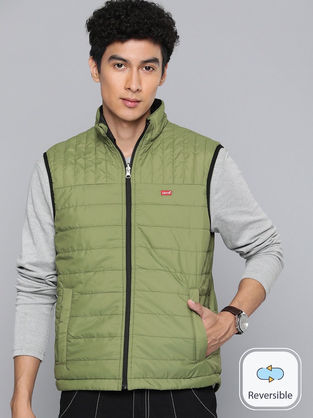 

Levis Solid Reversible Padded Jacket, Green