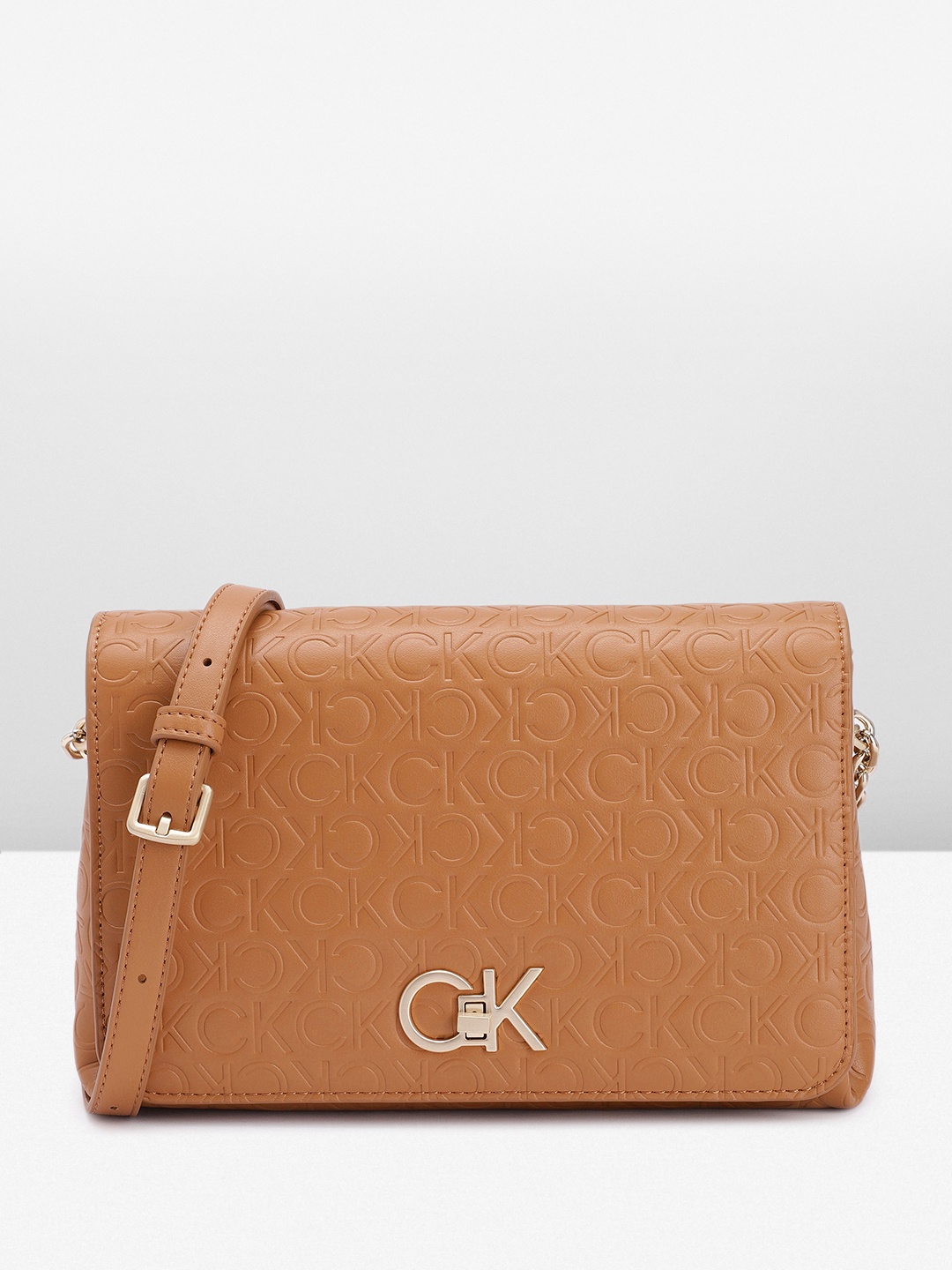 

Calvin Klein Brand Logo Sling Bag, Brown