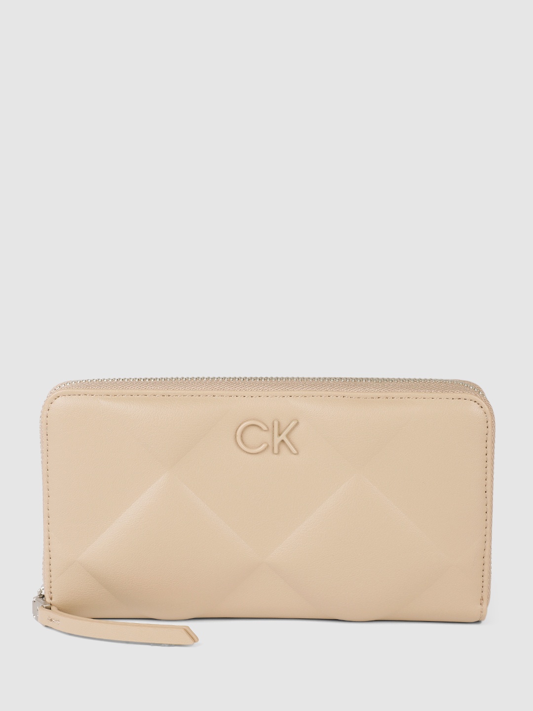 

Calvin Klein Women Quilted Zip Around Wallet, Beige