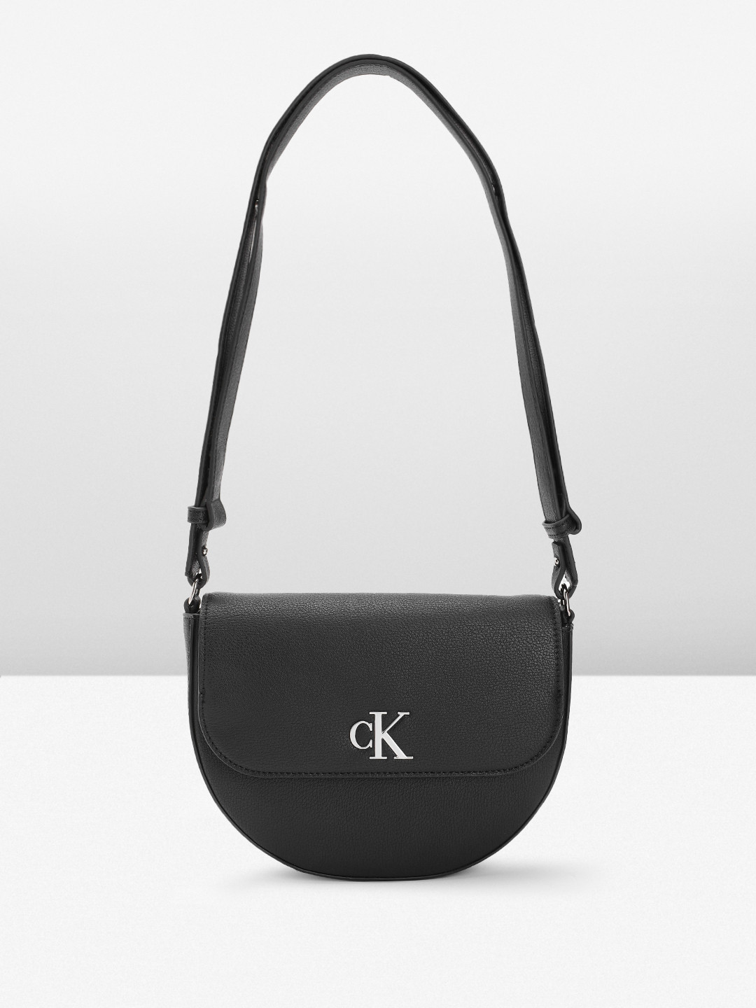 

Calvin Klein Textured PU Half Moon Shoulder Bag, Black