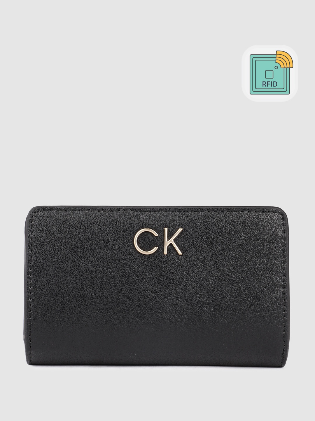 

Calvin Klein Women Solid Two Fold Wallet With RFID, Black