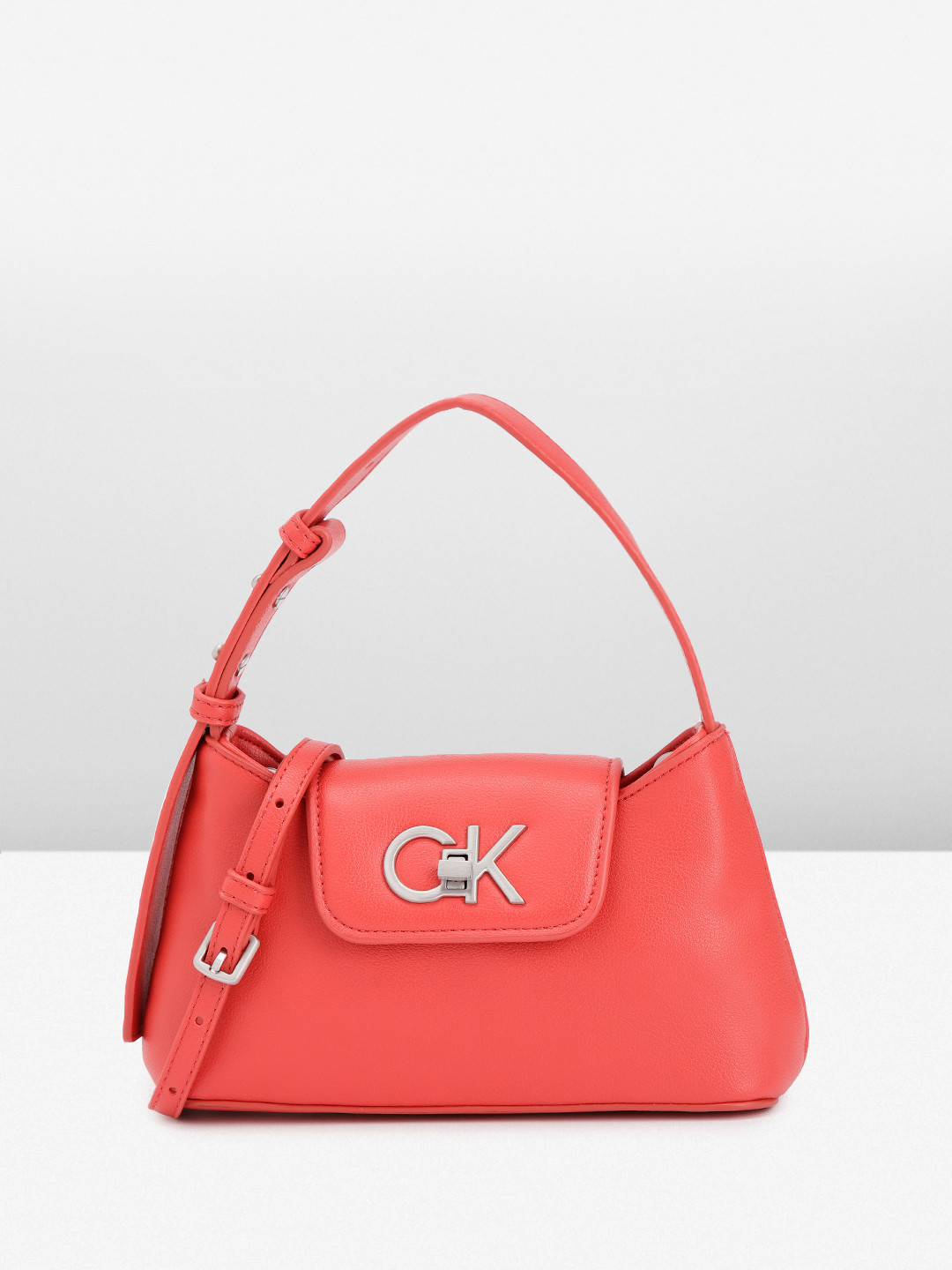 

Calvin Klein Solid Structured Mini Handheld Bag, Red