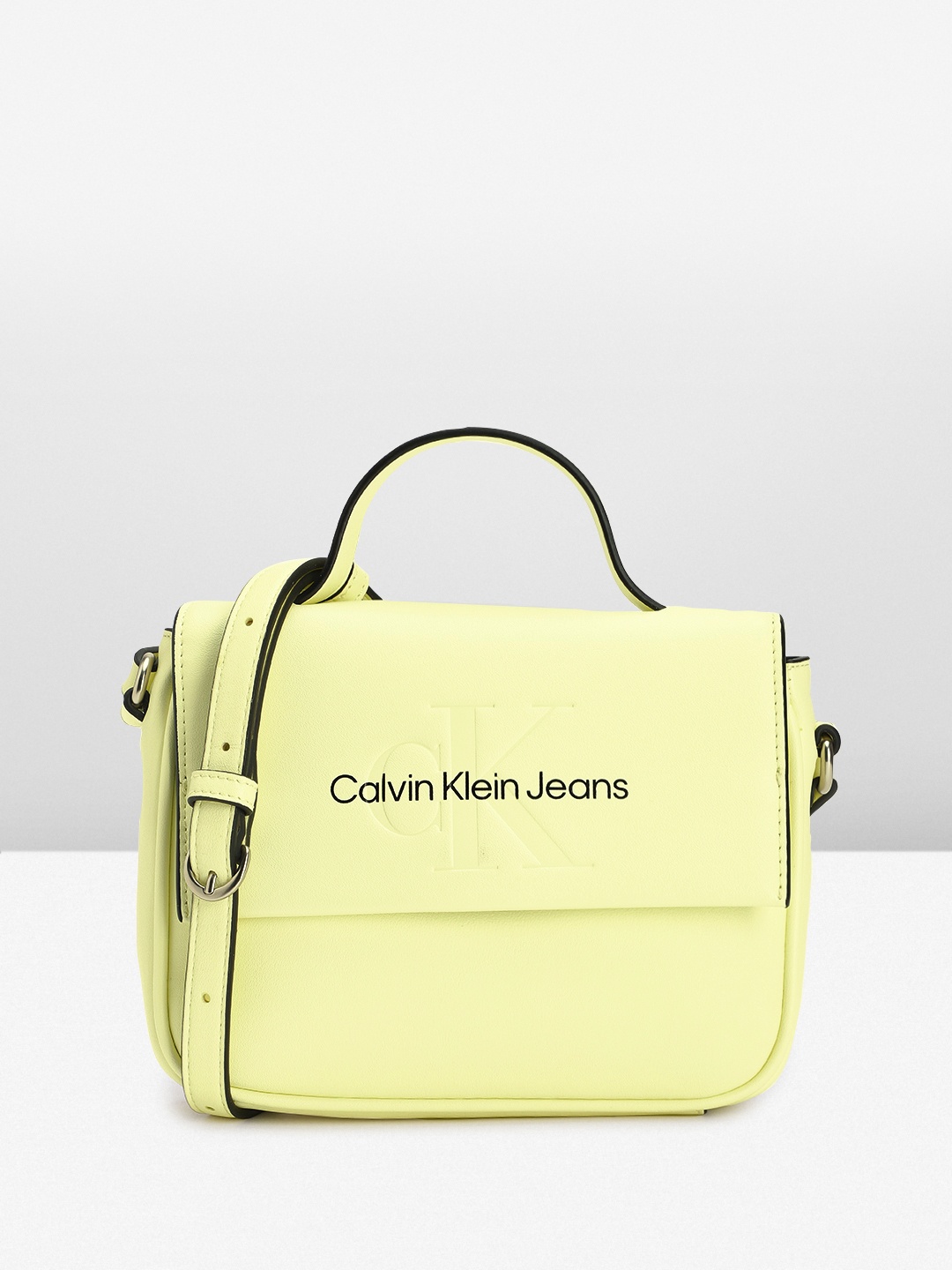 

Calvin Klein Women Brand Logo Printed Satchel, Yellow