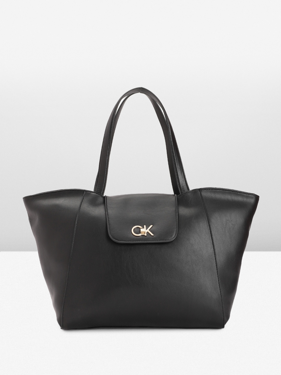

Calvin Klein Solid PU Oversized Structured Shoulder Bag With Tablet Sleeve, Black