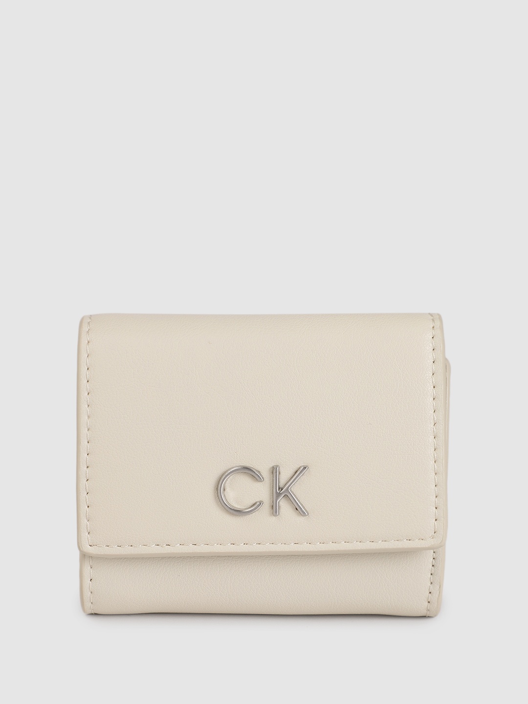 

Calvin Klein Women Solid Three Fold Wallet, Off white