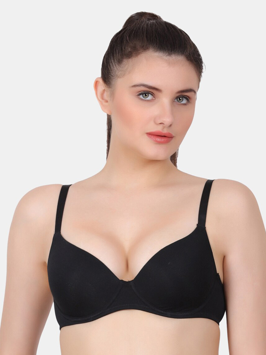 

Amour Secret Bra Seamless Cups Full Coverage Underwired Lightly Padded-PD9324_Blk, Black