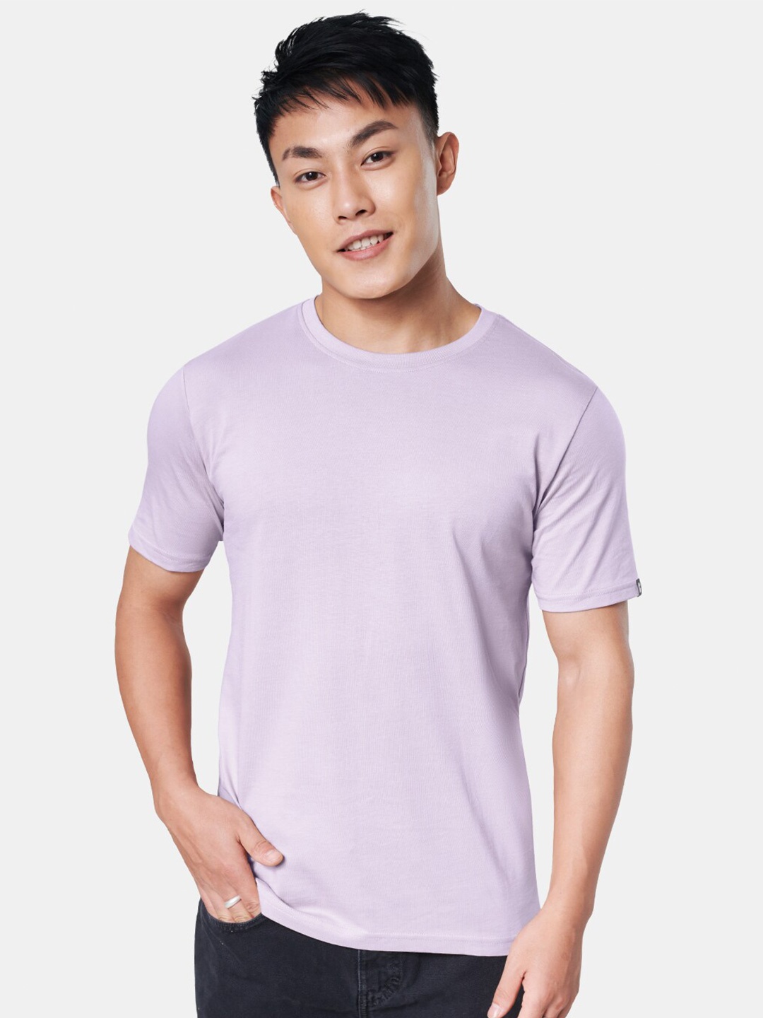 

The Souled Store Lavender Round Neck Pure Cotton T-shirt