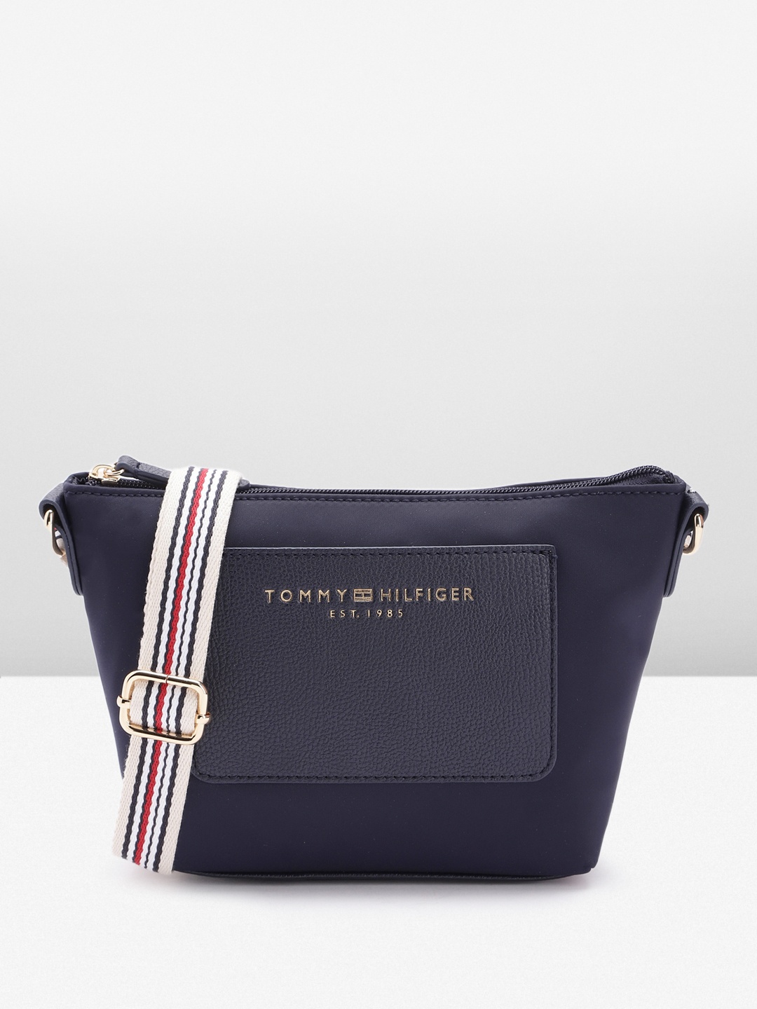 

Tommy Hilfiger Solid Structured Sling Bag, Navy blue