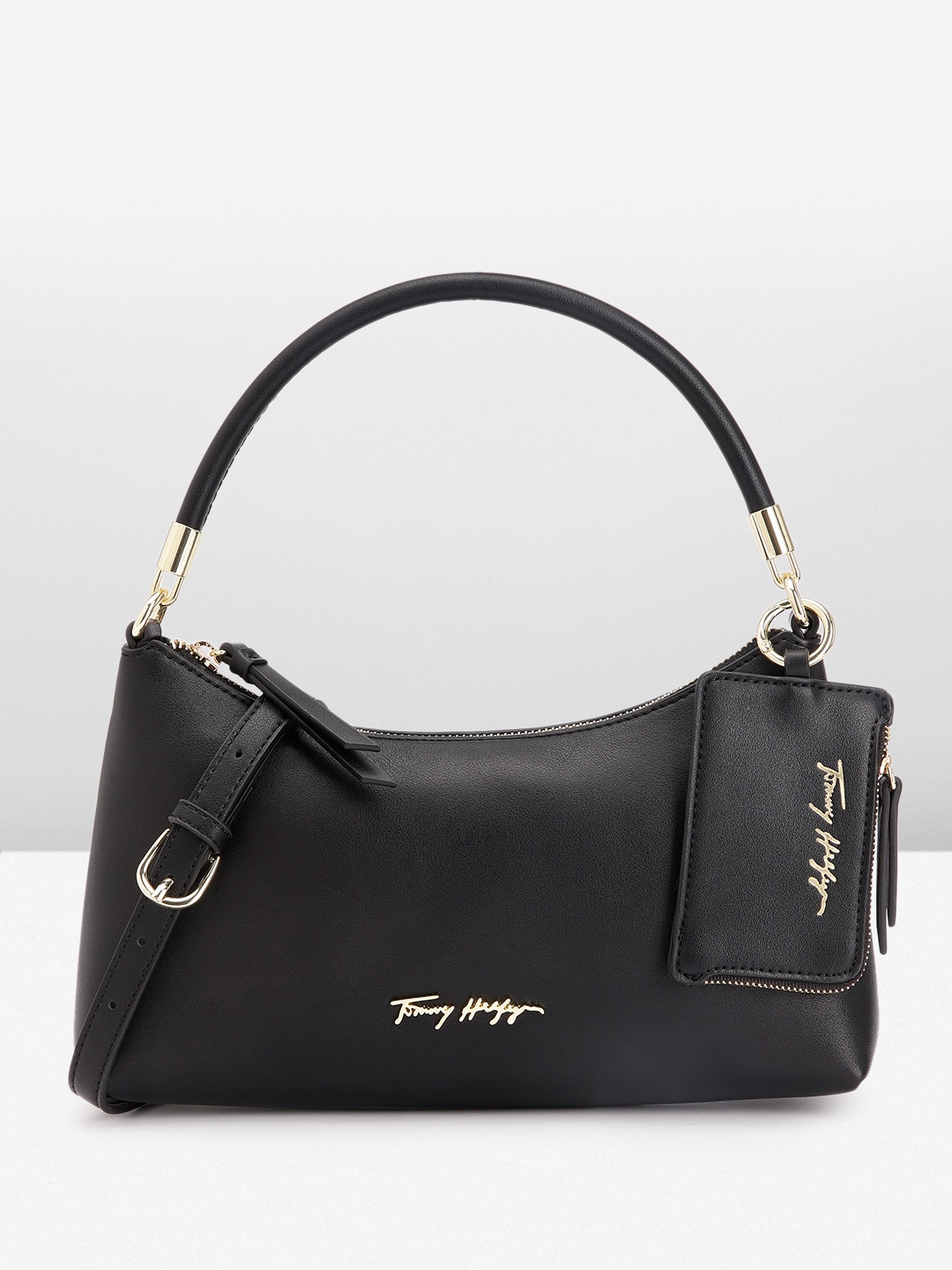 

Tommy Hilfiger Solid Structured Handheld Bag, Black