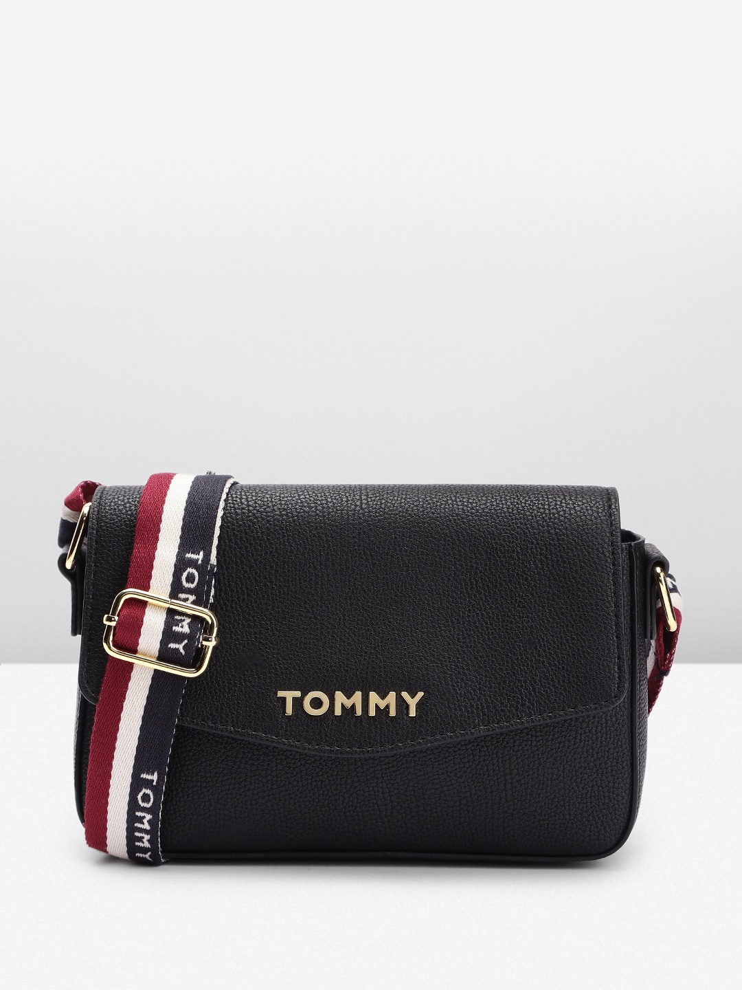 

Tommy Hilfiger Leather Structured Sling Bag, Black