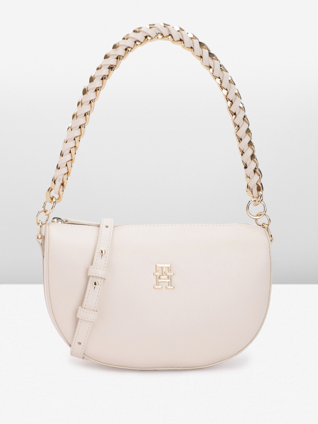 

Tommy Hilfiger Solid Half Moon Mini Shoulder Bag, Off white