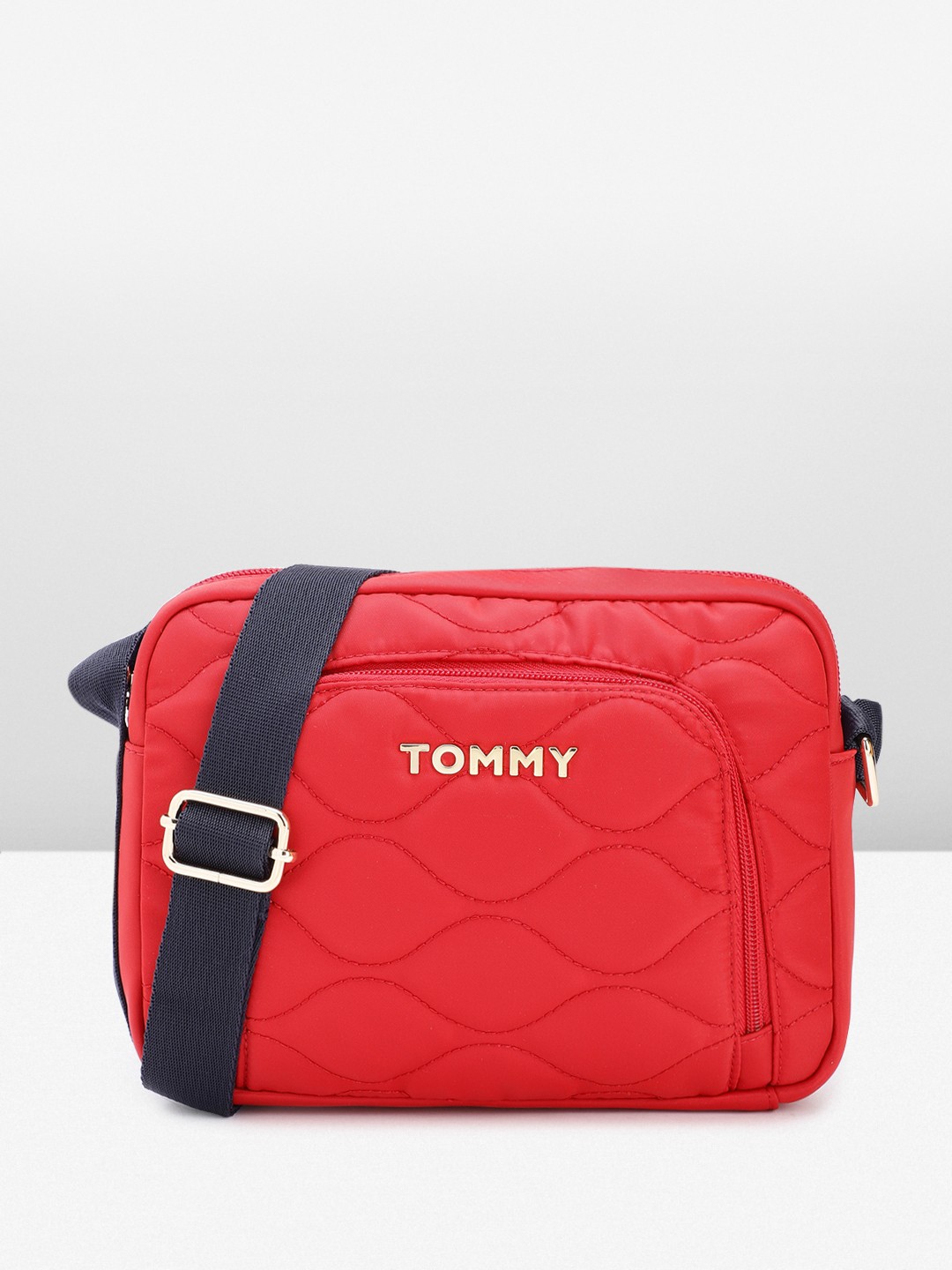 

Tommy Hilfiger Solid Quilted Structured Sling Bag, Red