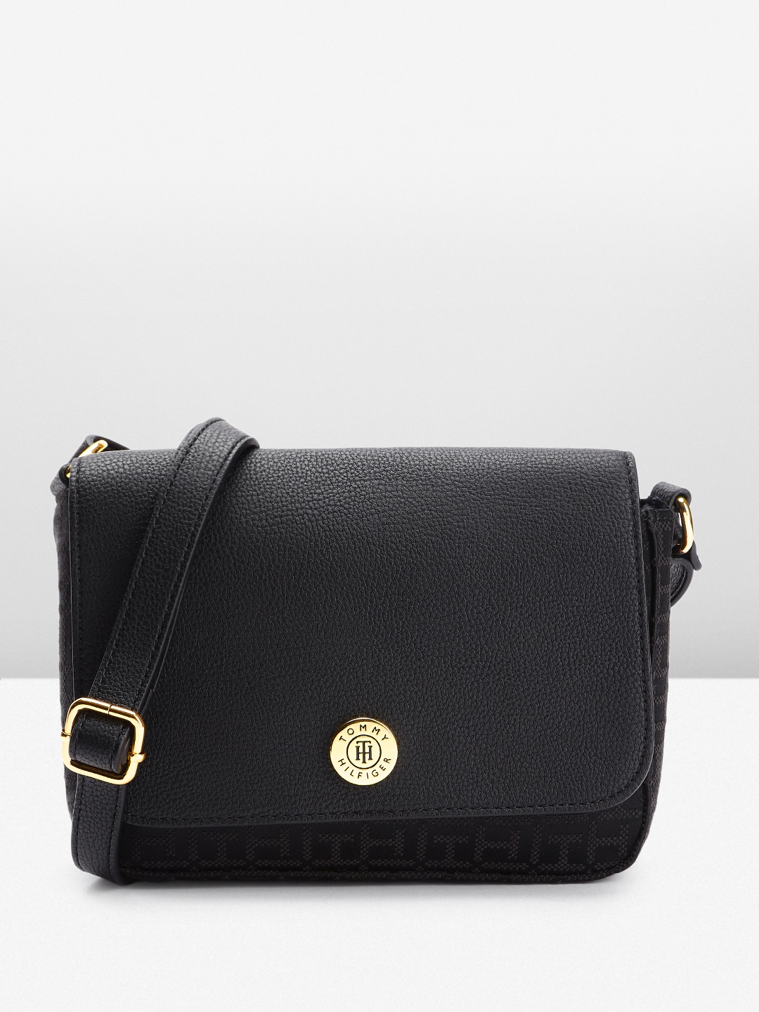 

Tommy Hilfiger BRENNA II Brand Logo Textured Sling Bag, Black
