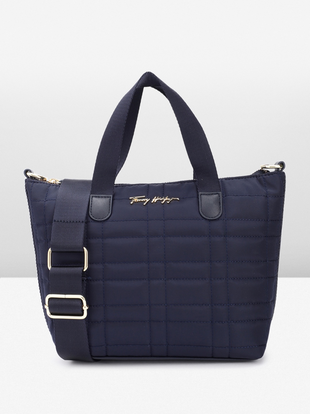 

Tommy Hilfiger Structured Handheld Bag with Quilted Detail, Navy blue