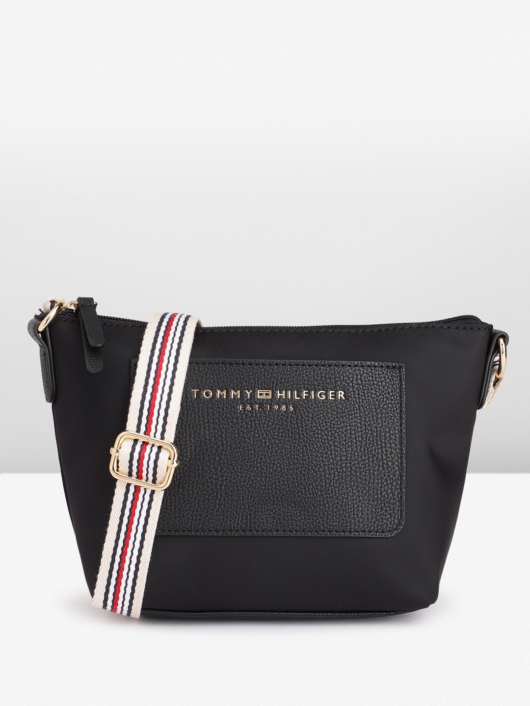 

Tommy Hilfiger Solid Structured Sling Bag, Black