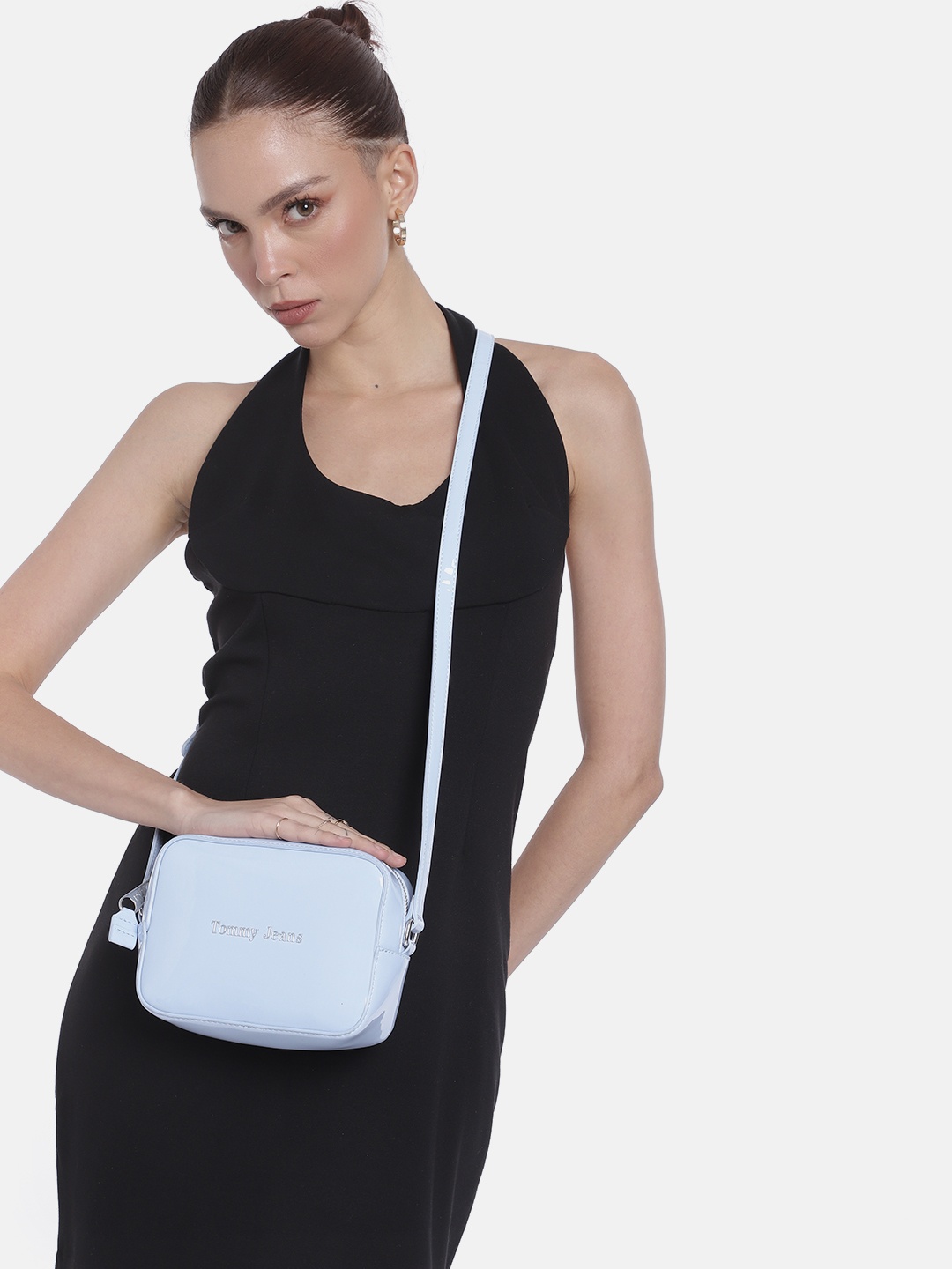

Tommy Hilfiger Solid PU Structured Sling Bag, Blue