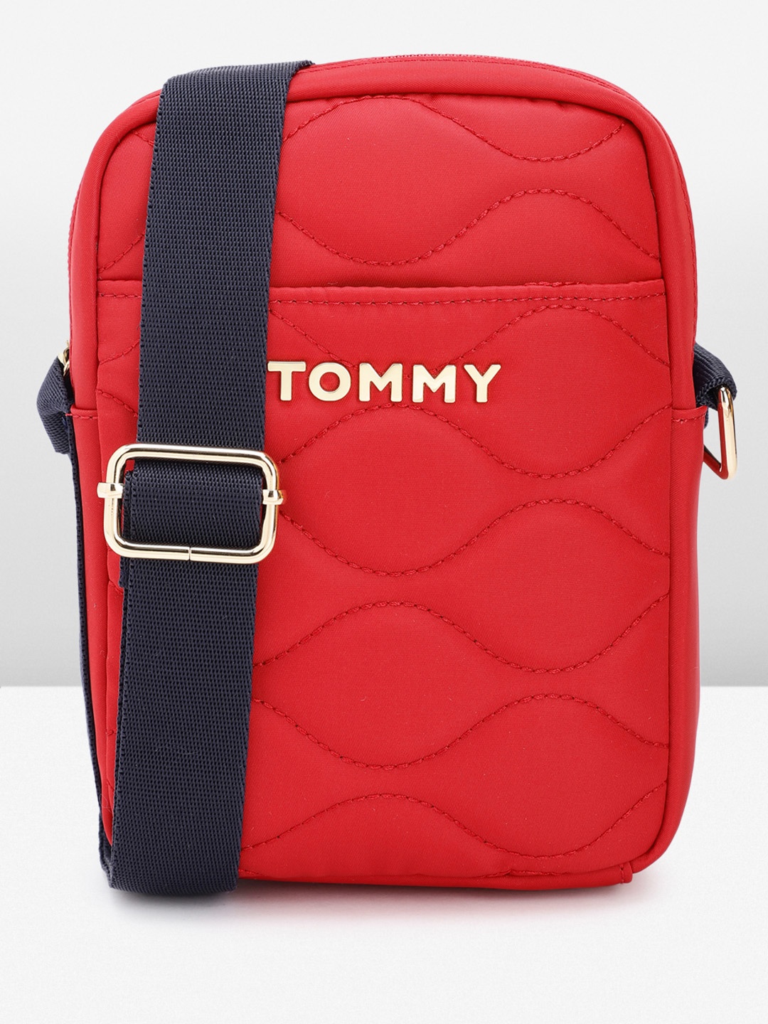 

Tommy Hilfiger Solid Quilted Structured Sling Bag, Red