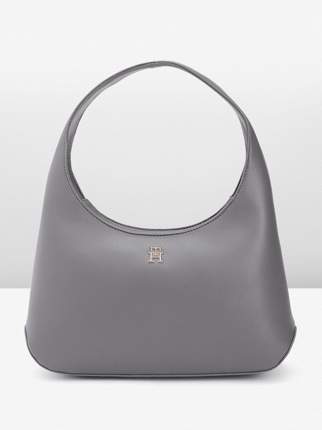 

Tommy Hilfiger Solid PU Structured Hobo Bag, Grey