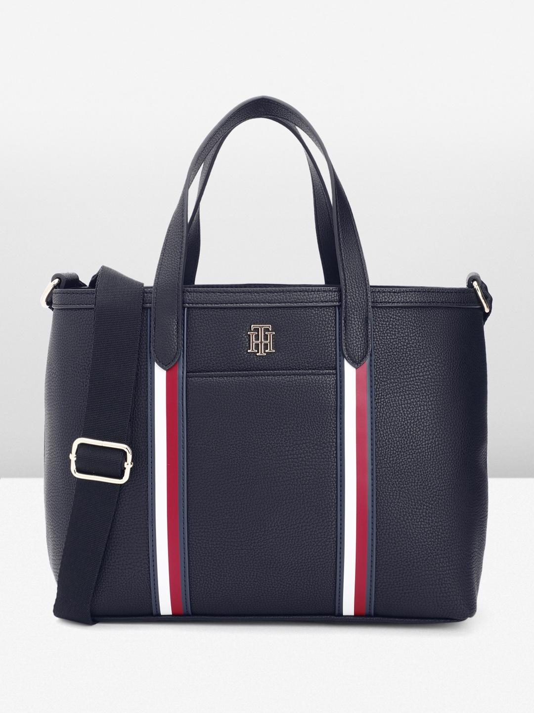 

Tommy Hilfiger Striped Structured Handheld Bag, Navy blue