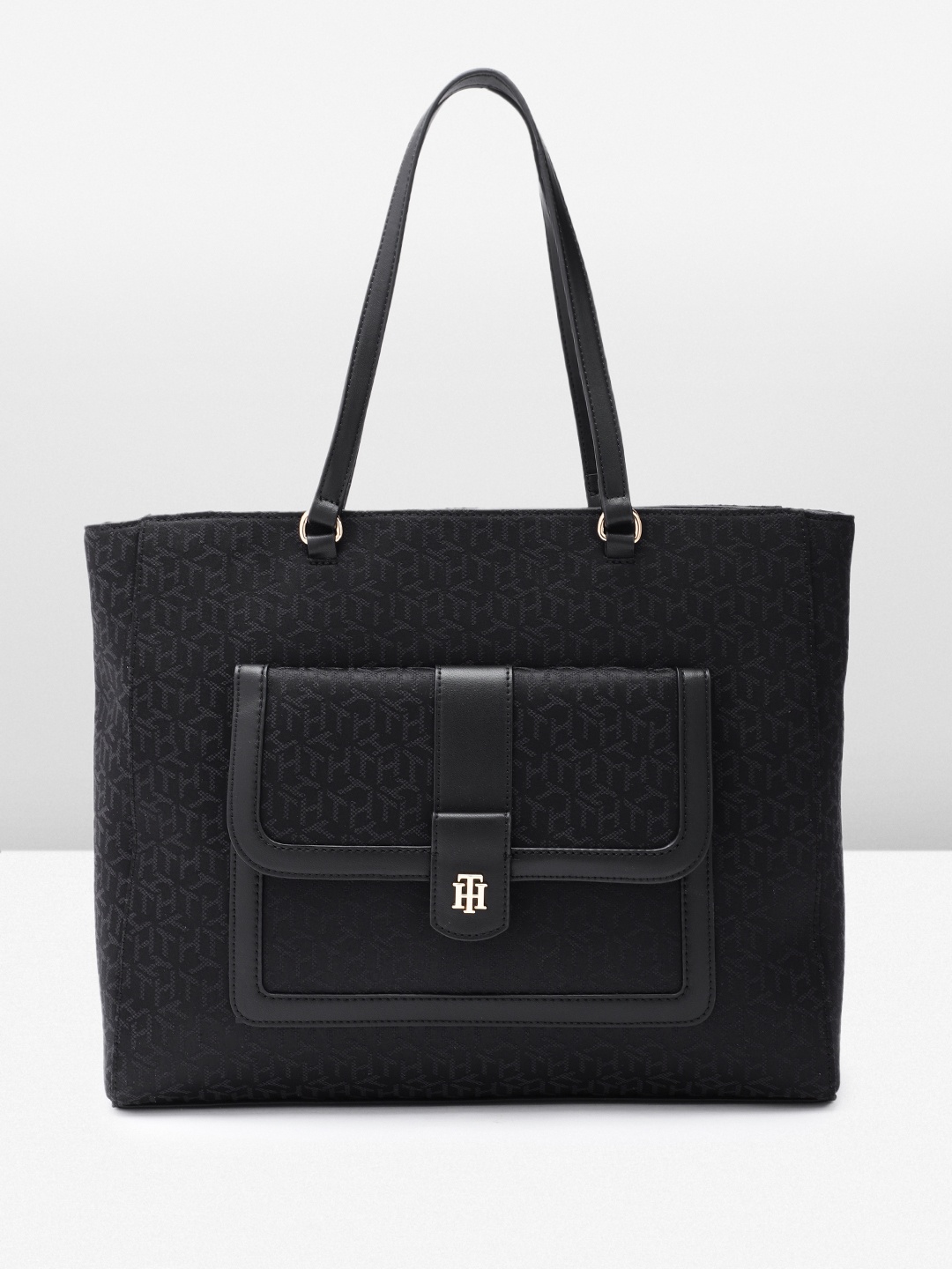 

Tommy Hilfiger Self Brand Logo Design Structured Shoulder Bag, Black
