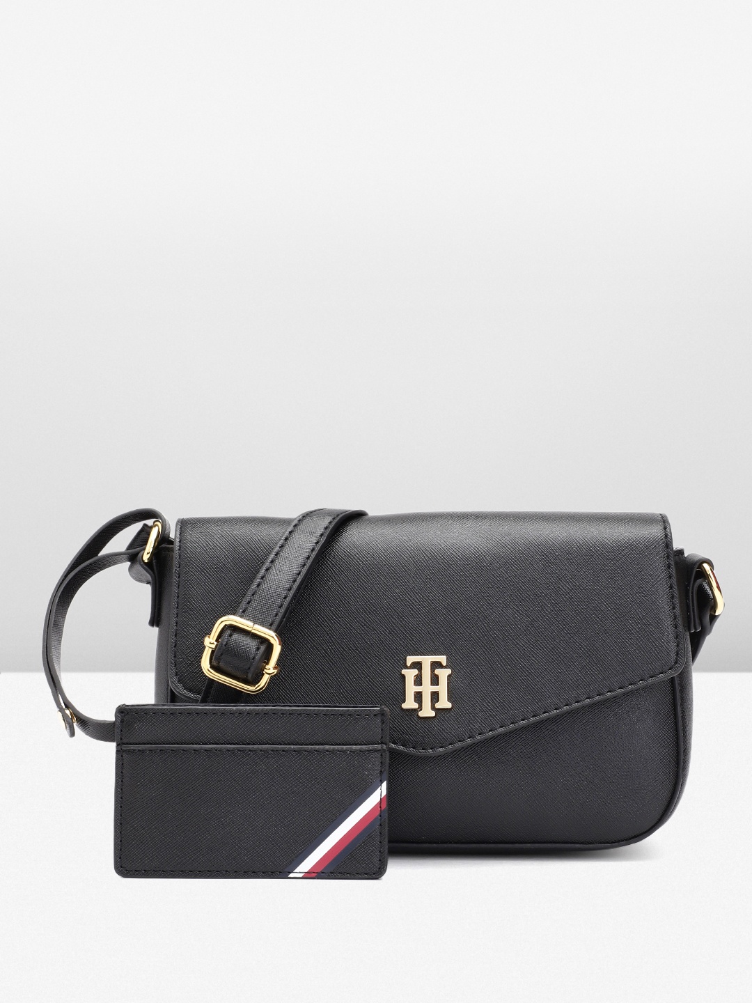 

Tommy Hilfiger Structured Sling Bag with Cardholder, Black