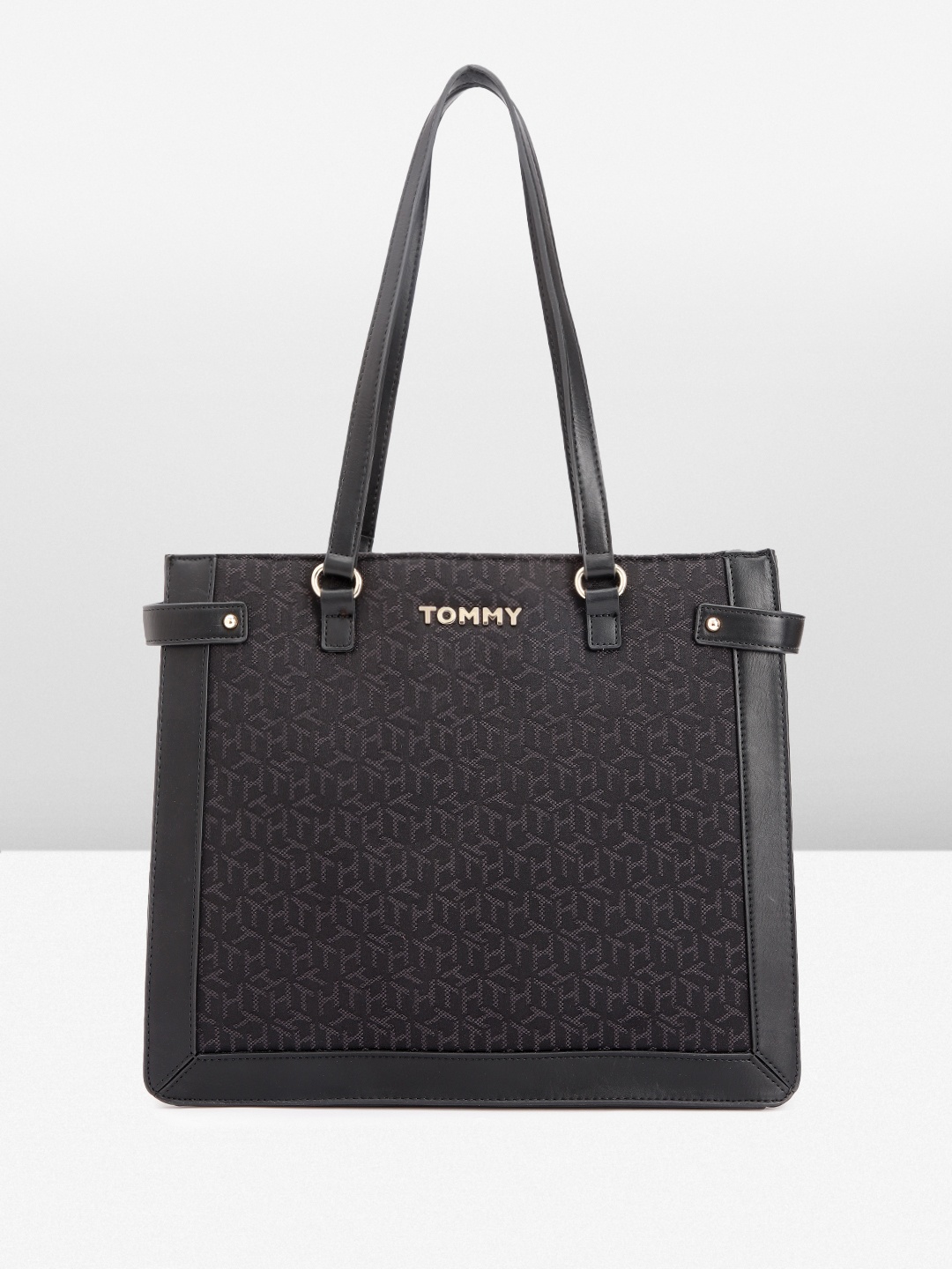 

Tommy Hilfiger Self Brand Logo Design Structured Shoulder Bag, Black