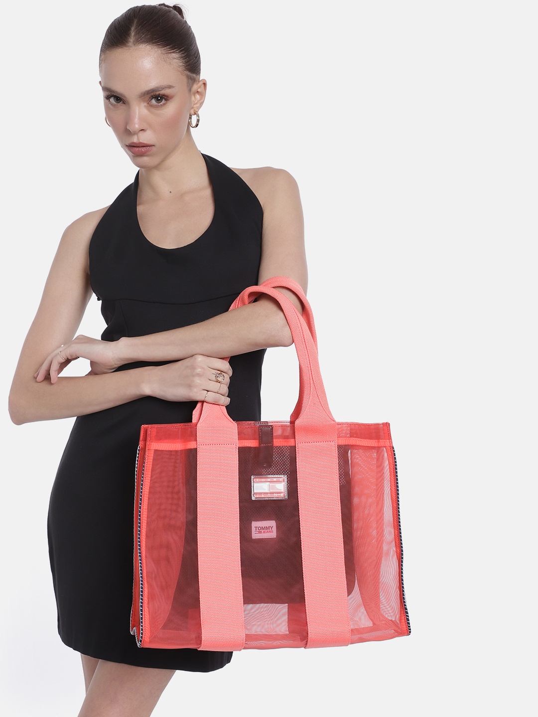 

Tommy Hilfiger Sheer Mesh Structured Shoulder Bag, Orange