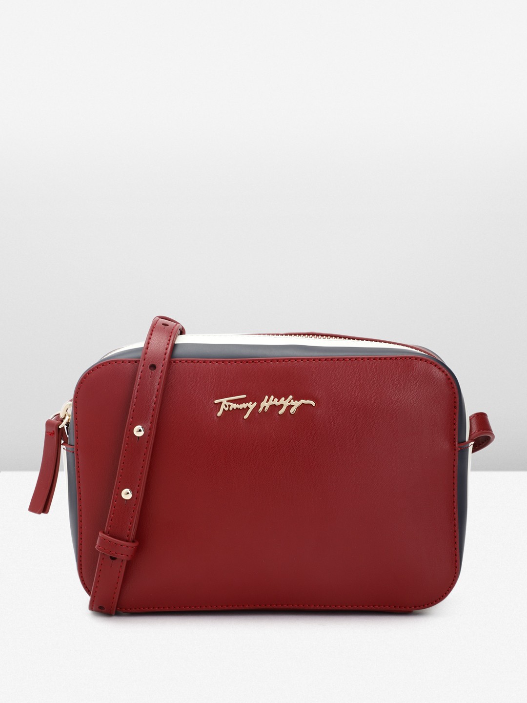 

Tommy Hilfiger Solid Structured Sling Bag, Maroon