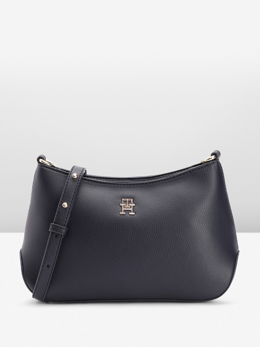 

Tommy Hilfiger Textured PU Structured Sling Bag, Navy blue