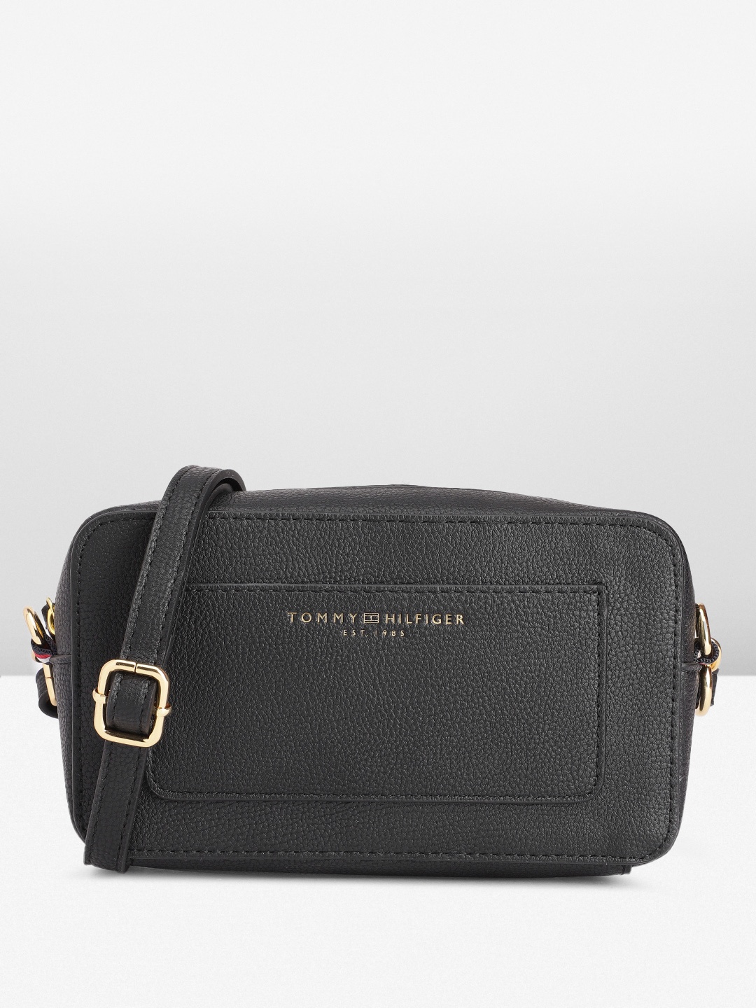 

Tommy Hilfiger Textured Structured Sling Bag, Black