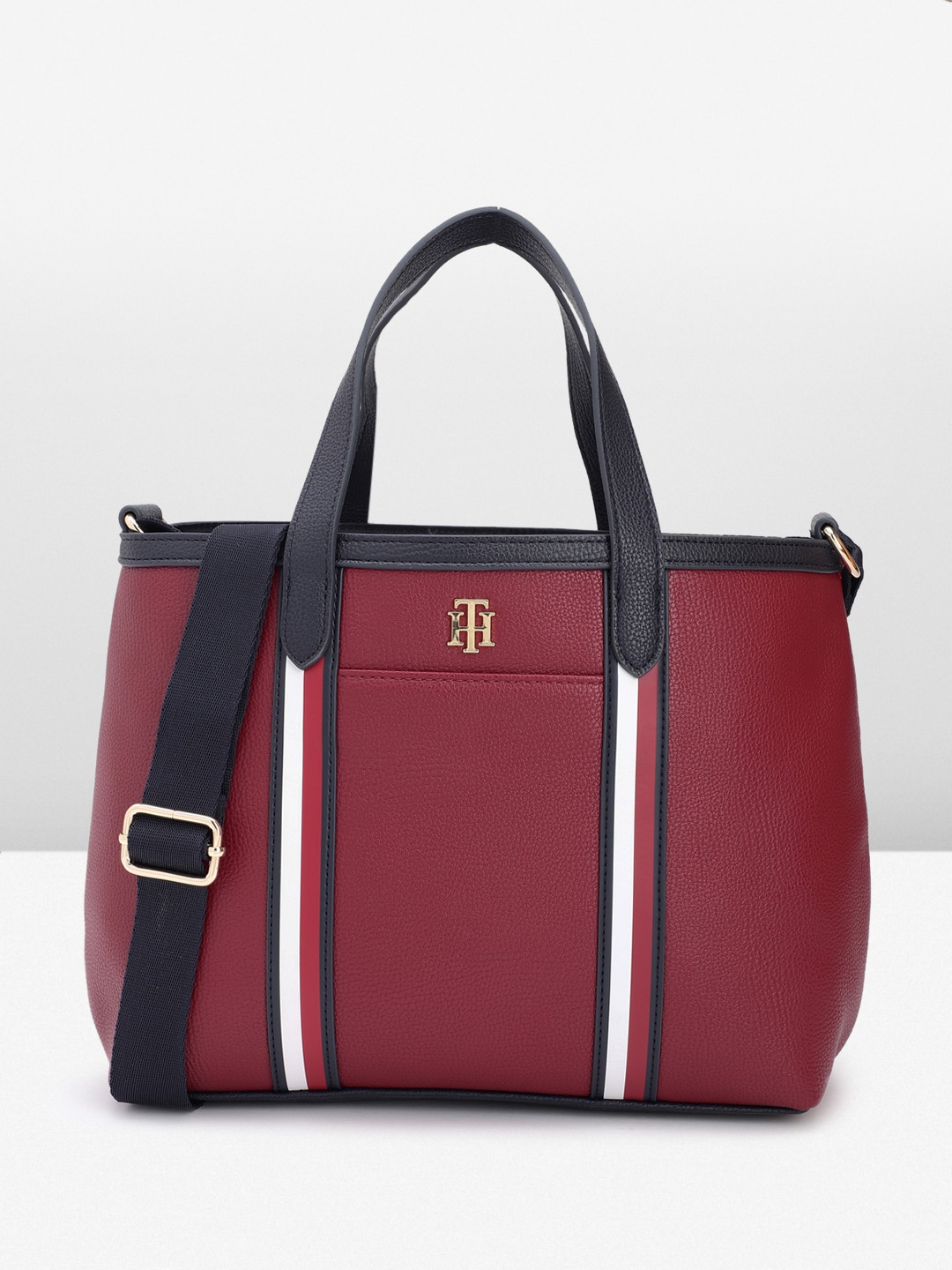 

Tommy Hilfiger Striped Structured Handheld Bag, Red