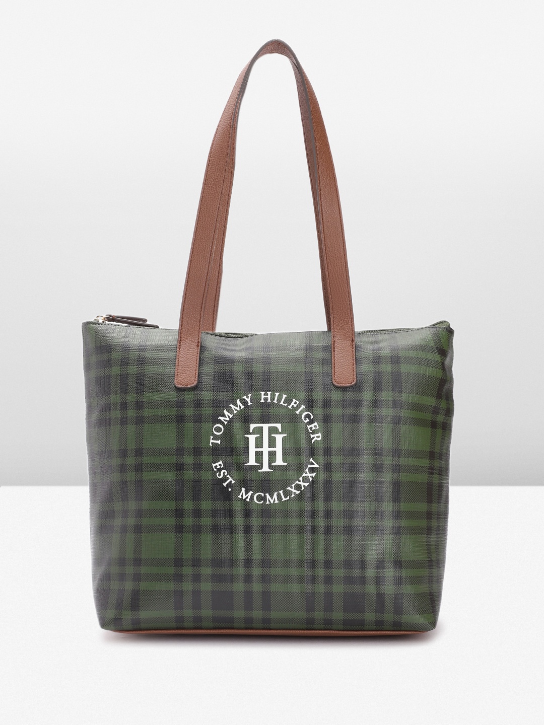 

Tommy Hilfiger Checked Structured Shoulder Bag, Green