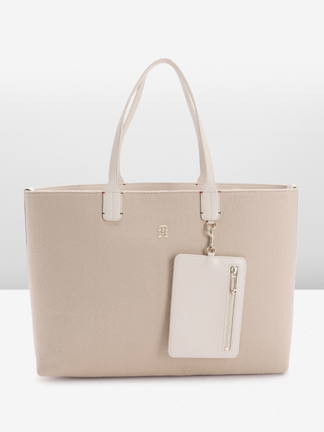 

Tommy Hilfiger Solid Oversized Structured Tote Bag, Beige