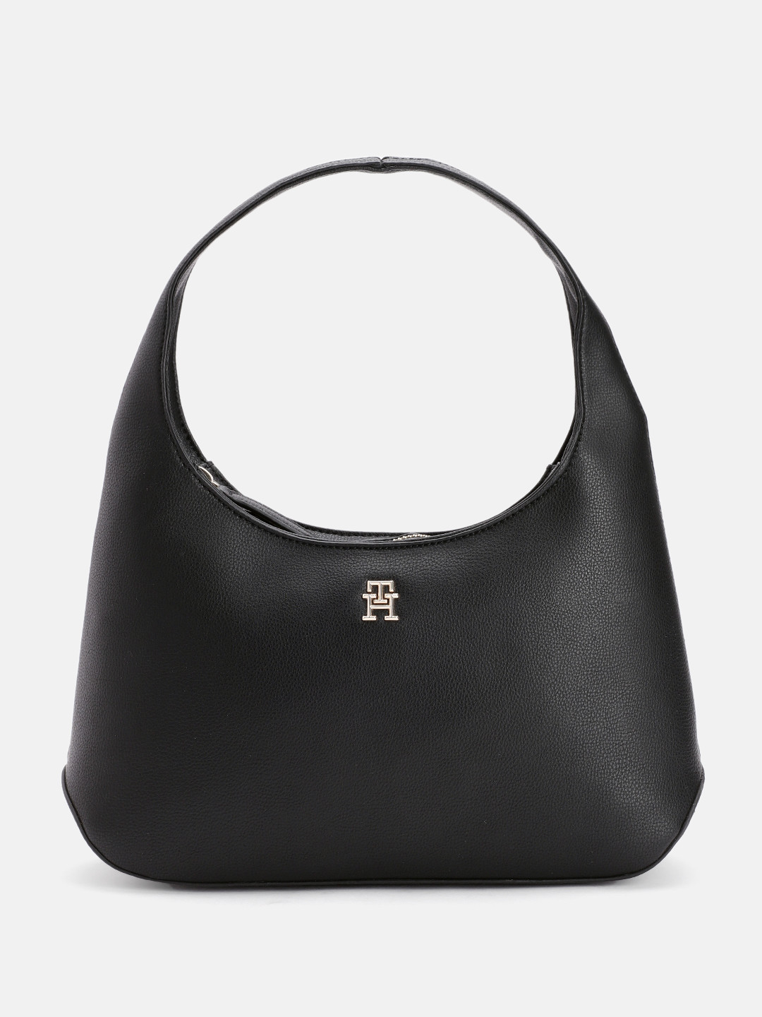 

Tommy Hilfiger Solid PU Structured Hobo Bag, Black
