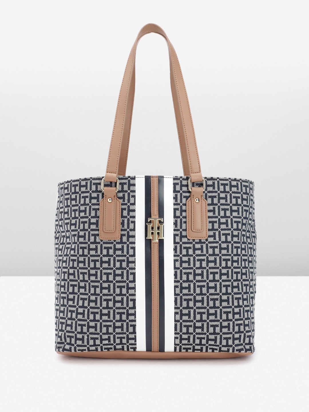 

Tommy Hilfiger Brand Logo Design Structured Shoulder Bag, Navy blue